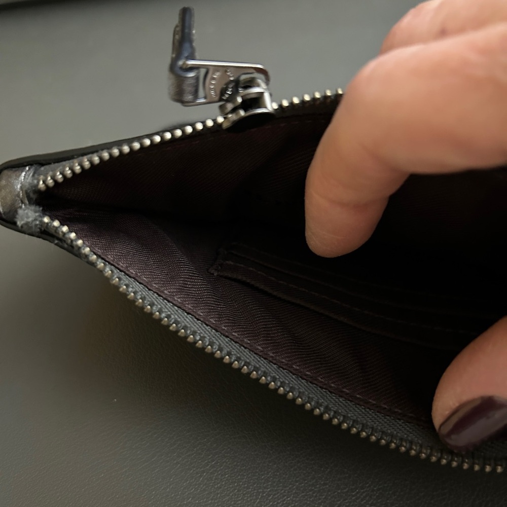 AS IS/REHAB Coach Metallic Gunmetal Wristlet - Picture 3 of 4